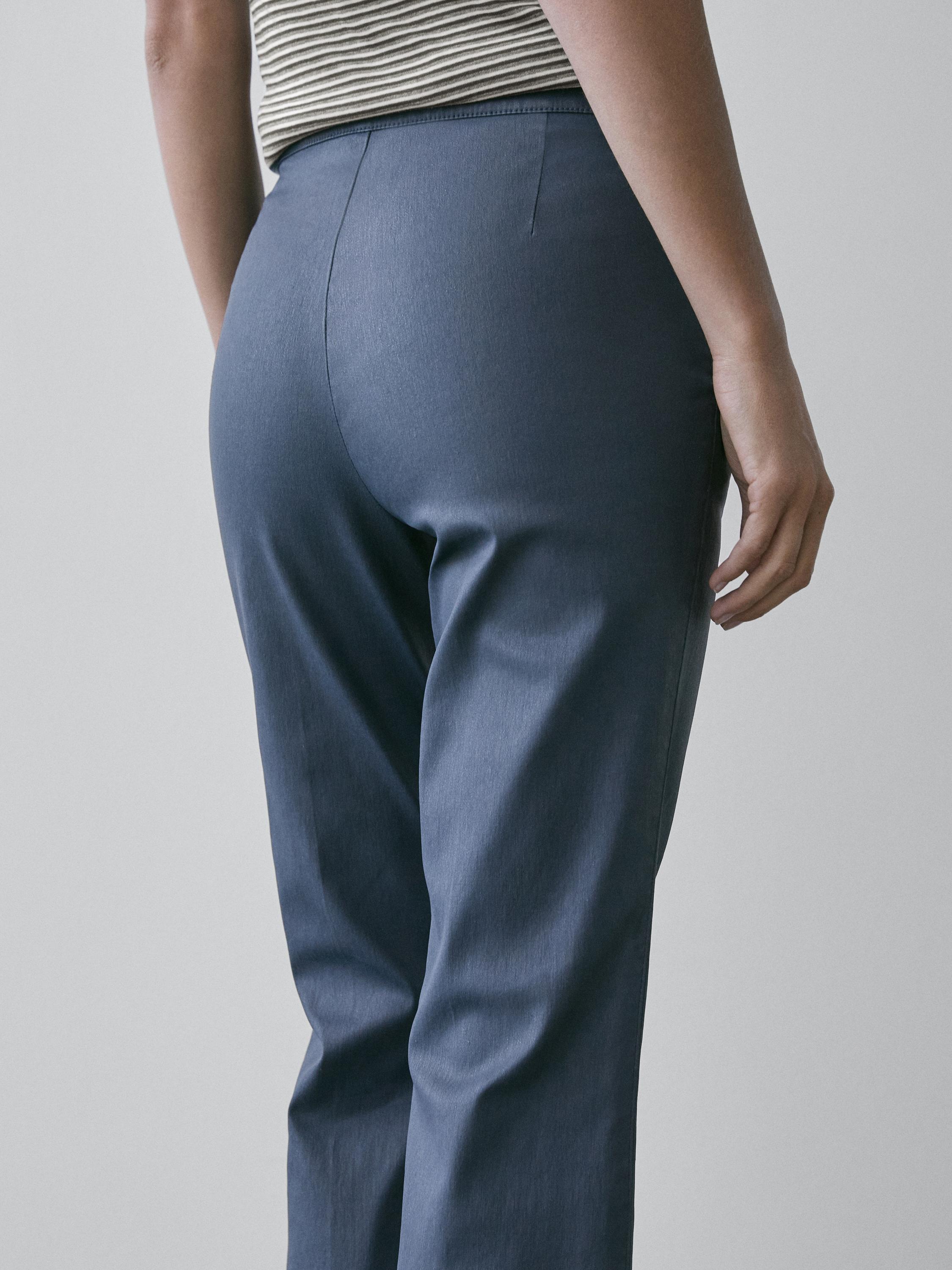 Pantalon flare cropped enduit
